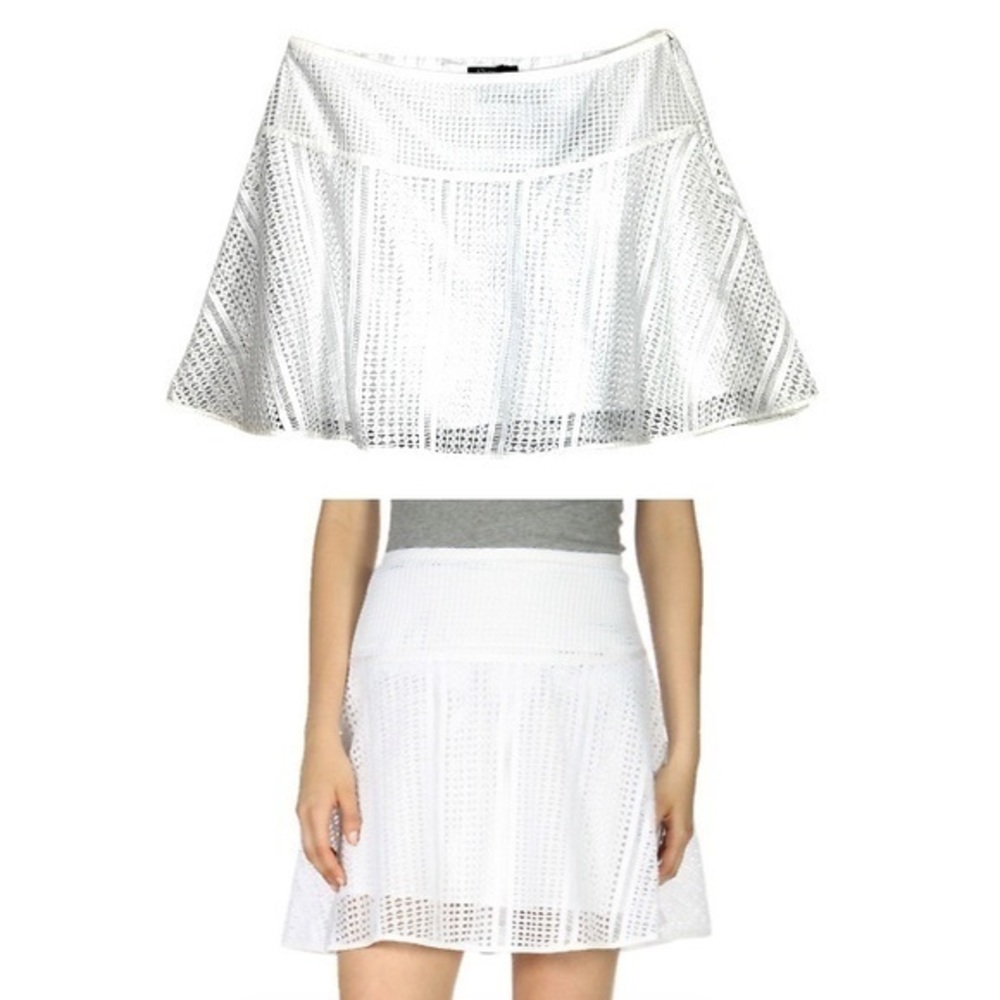 Armani Exchange White Lace Crochet Skater Mini A Line White Skirt